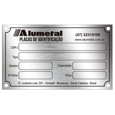 Placa de Identificação em Aço Inox Gravado com cores- 100x60mm