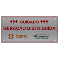 Placa de identificação Cuidado Geração Distribuída Copel