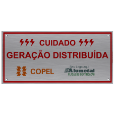 Placa de identificação Cuidado Geração Distribuída Copel