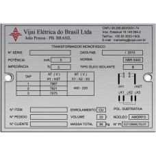 Placas de Transformadores 3 - em alumínio gravado em baixo relevo