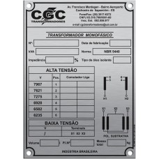 Placas de Transformadores 4 - em alumínio gravado em baixo relevo