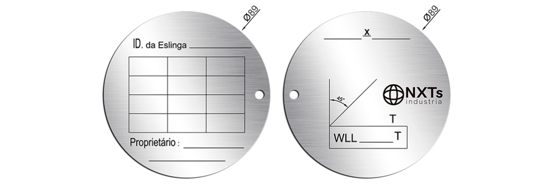 Placa de Identificação - Eslinga - Diâmetro 89mm