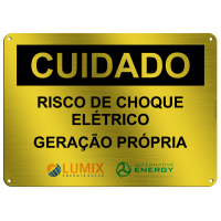 Placa de Identificação - Risco de choque elétrico - 250x180mm